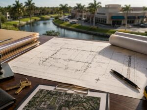 ALTA land title survey documents, property plans, and closing paperwork prepared for a commercial real estate transaction to help resolve title questions before closing.