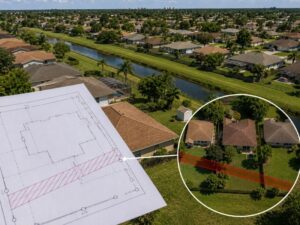 Plat of survey showing an unexpected utility tract across a residential property in an older planned neighborhood in Pembroke Pines, FL.